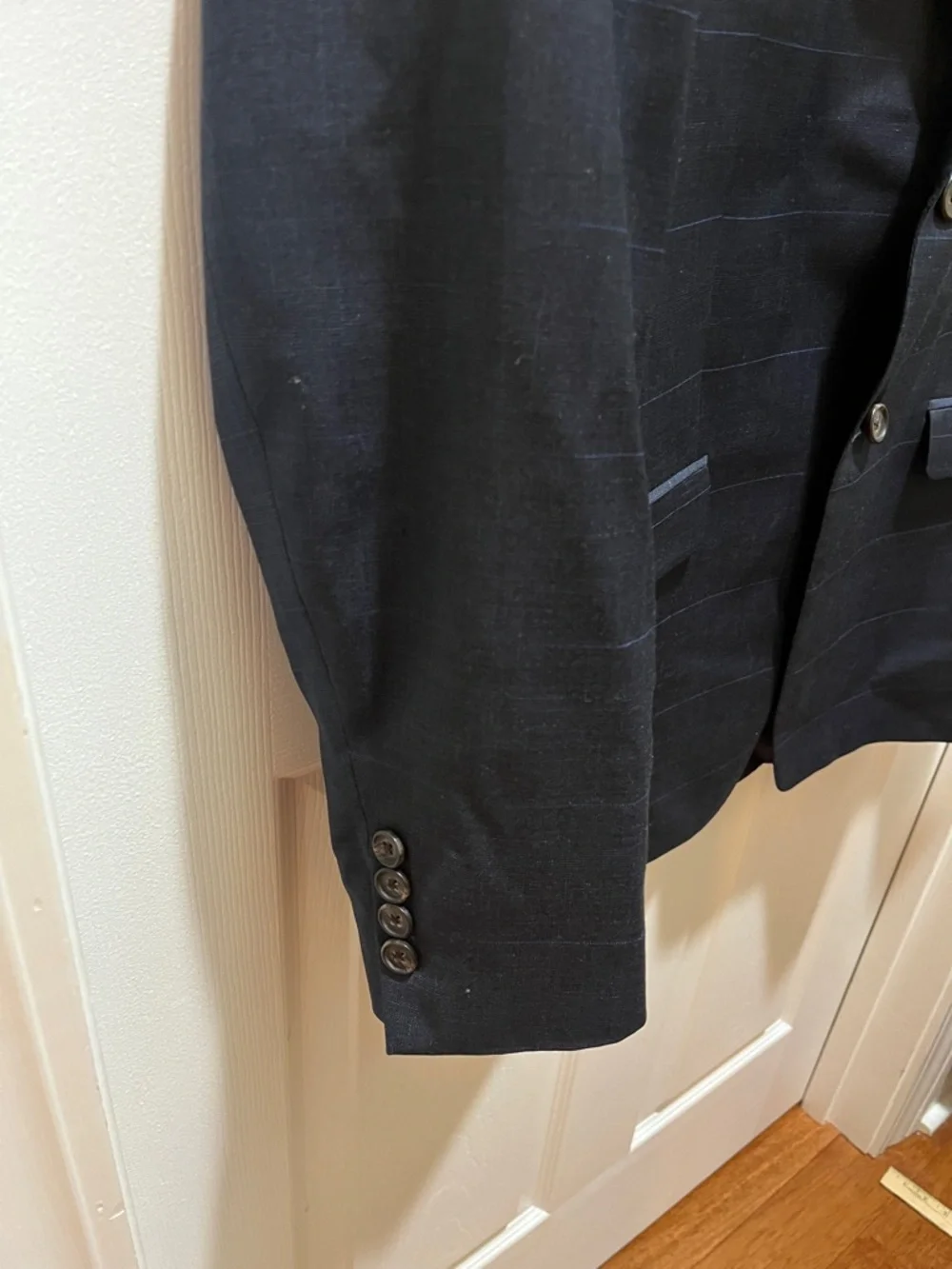 Lauren Ralph Lauren Men’s 42R Navy Blue Windowpane Wool Blazer Sport Coat